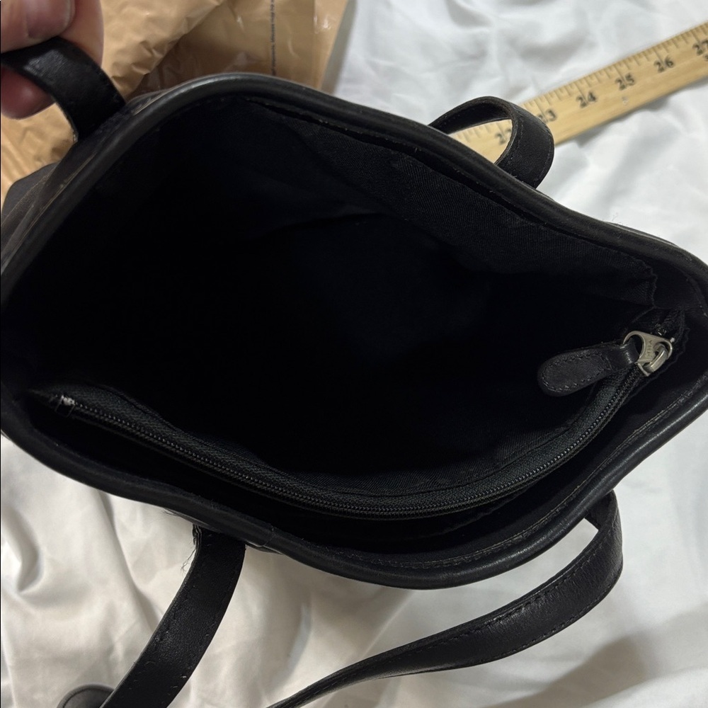 Coach New York Neoprene Tote Bag Black Leather Trim Center Zip Purse - Picture 7 of 11